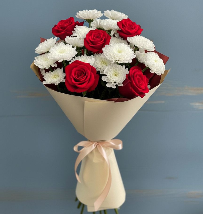 Букет цветов из: Розы и Хризантемы в Кавалерово