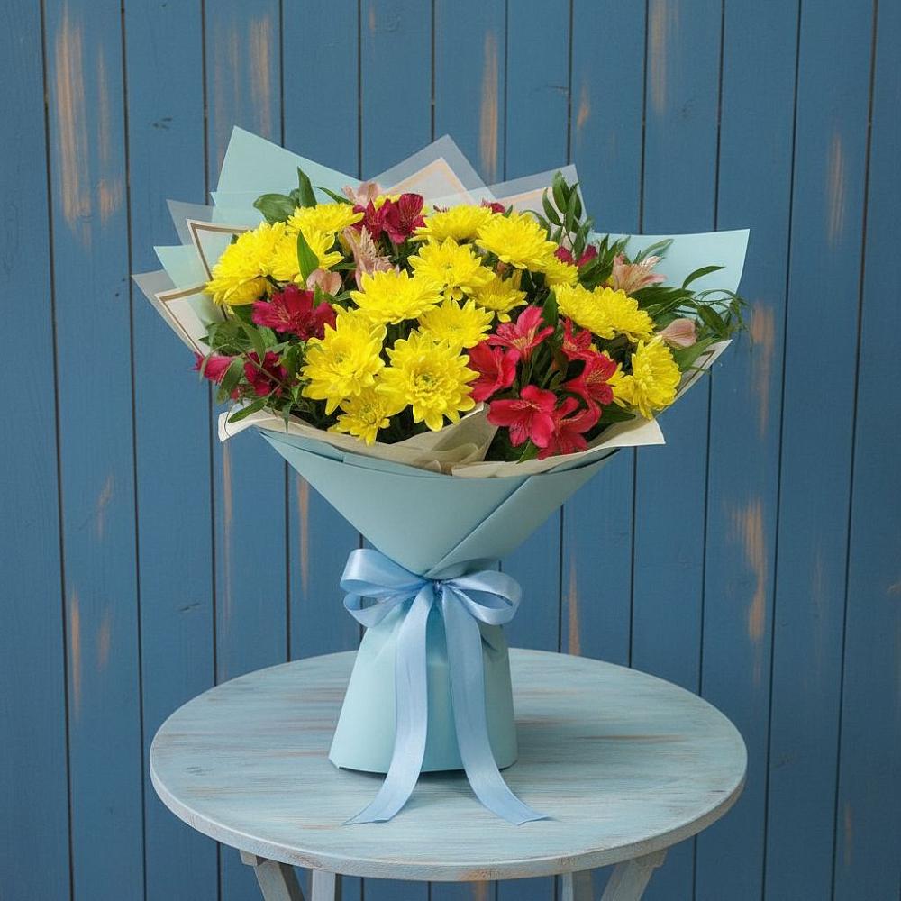 Букет цветов из: Альстромерии и Хризантемы в Кавалерово