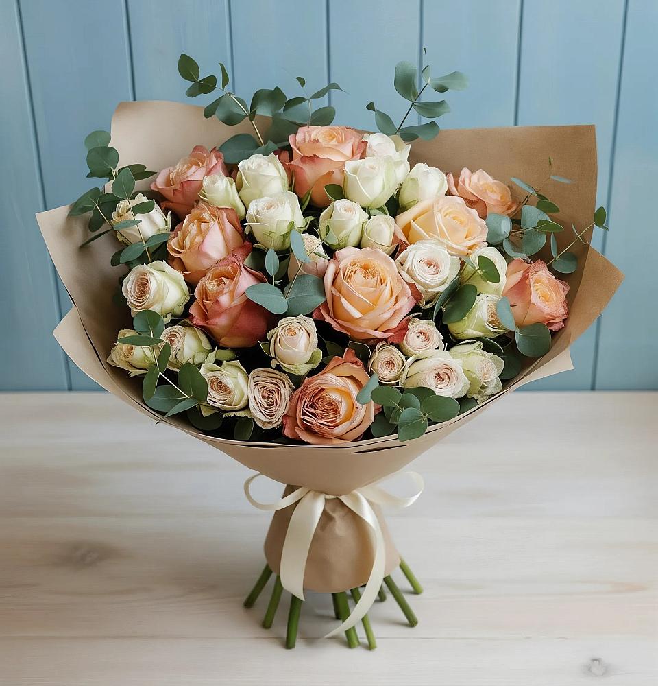 Букет цветов из: Альстромерии и Розы в Кавалерово