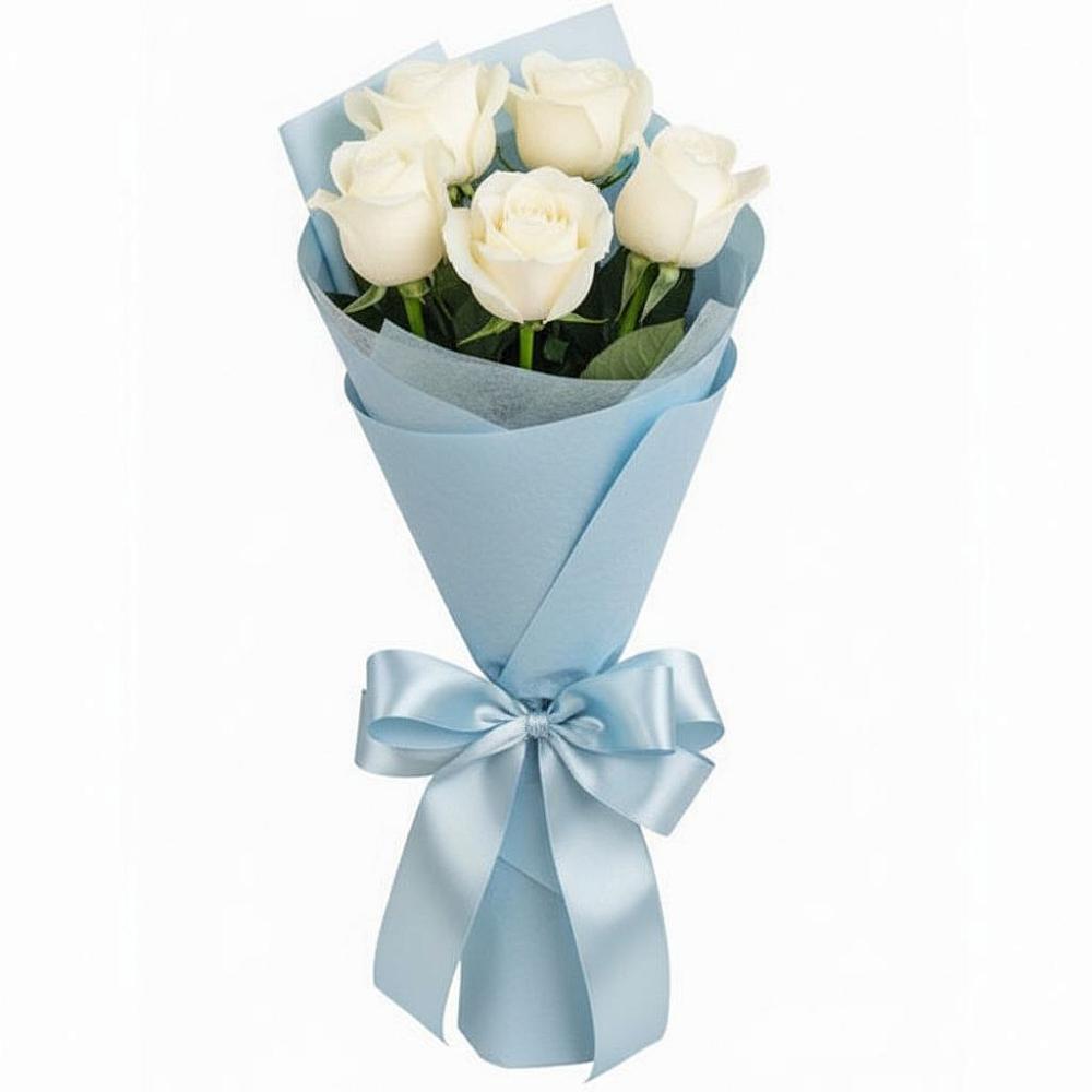 Букет 5 Белых роз Проуд в Кавалерово