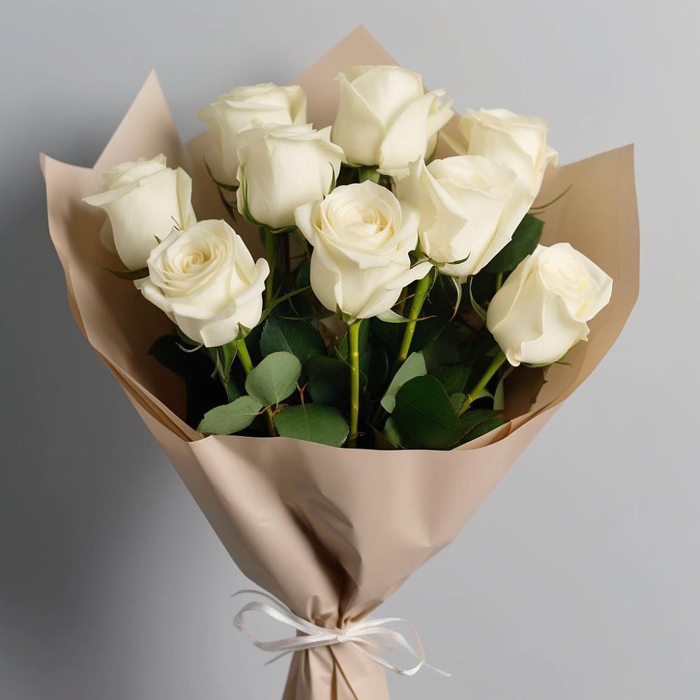 Букет 9 Белых роз Эдлесс Лав в Кавалерово