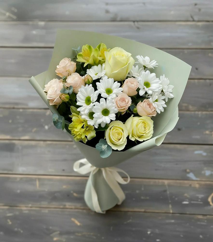Букет цветов из: Альстромерии, Розы и Хризантемы в Кавалерово