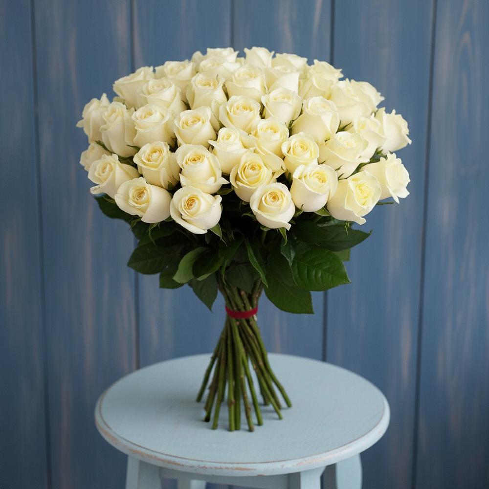 Букет 51 Белая роза Эдлесс Лав в Кавалерово