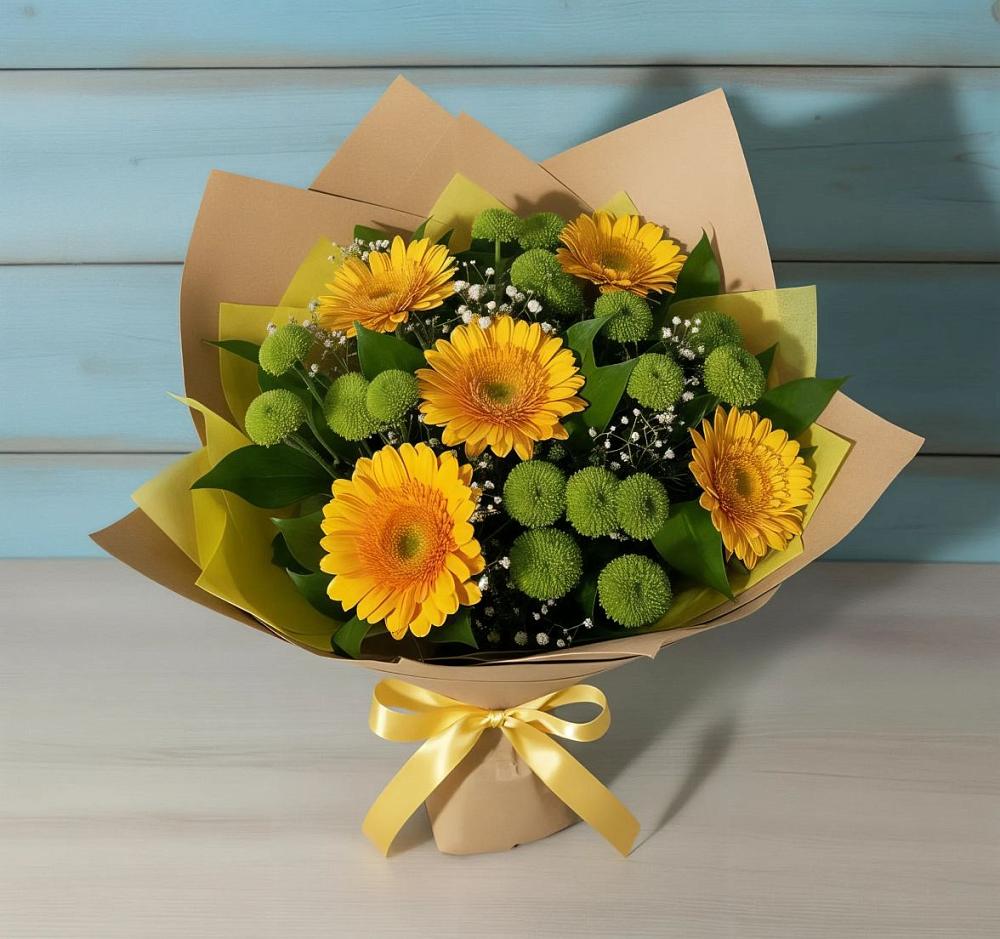 Букет цветов из: Герберы и Хризантемы в Кавалерово