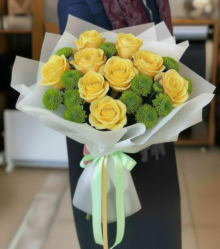 Букет цветов из: Хризантемы и Розы в Кавалерово