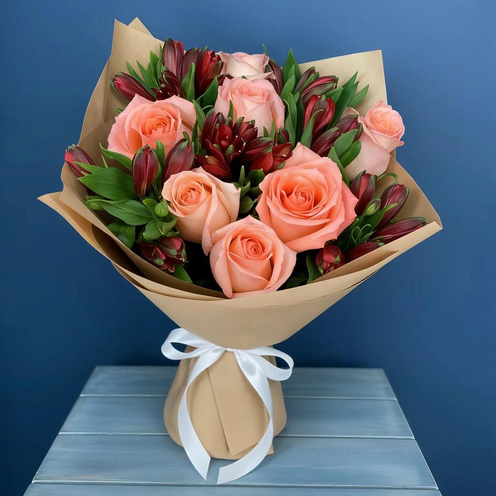 Букет цветов из: Розы и Альстромерии в Кавалерово