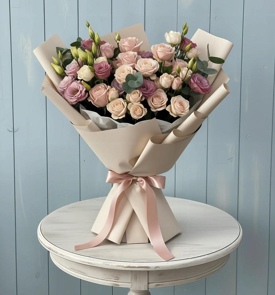 Букет цветов из: Розы и Лизиантусы в Кавалерово