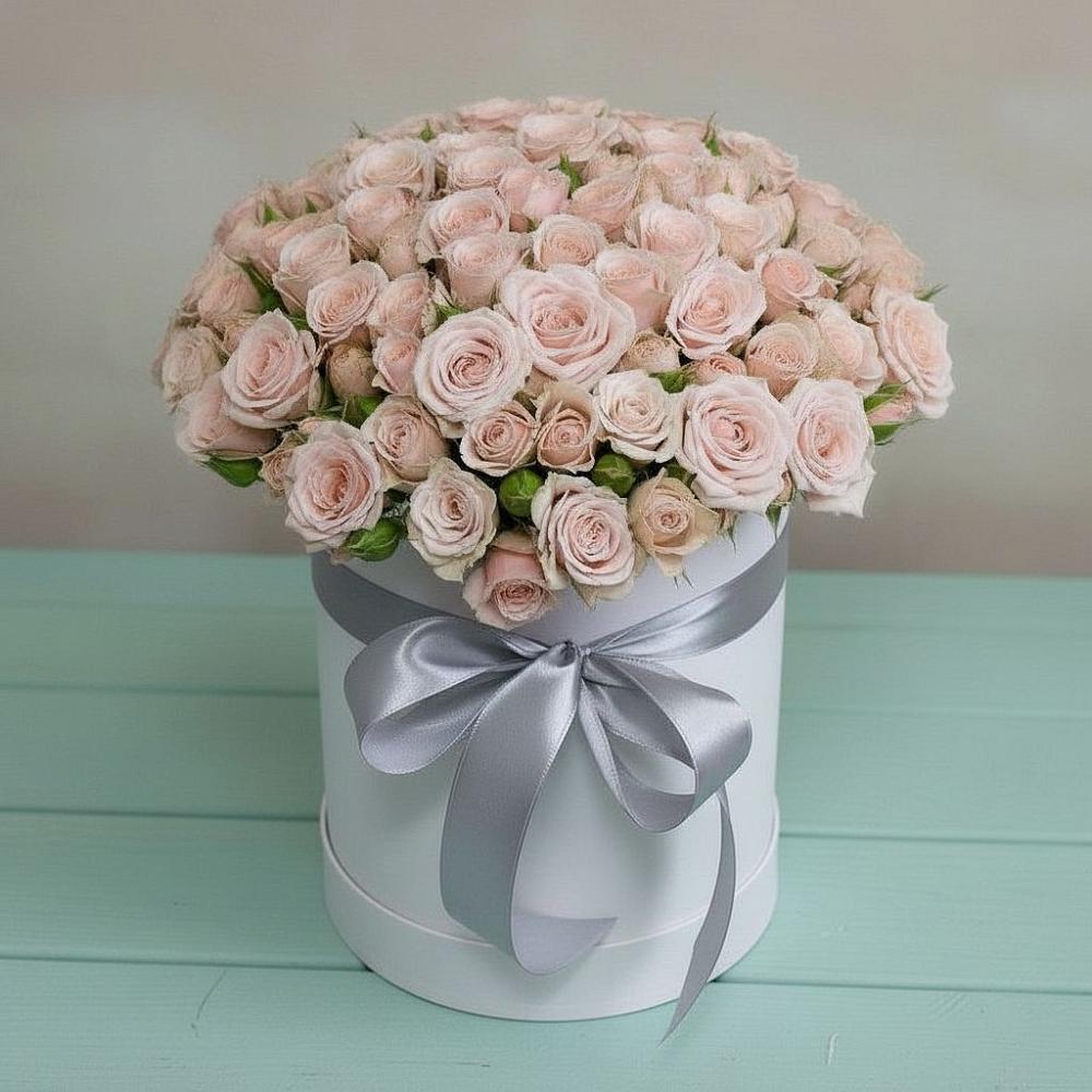 Цветочная композиция из Розы в шляпной коробке в Кавалерово